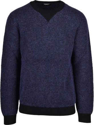 Dondup Crew Neck Sweater - Blue Wool Polyamide