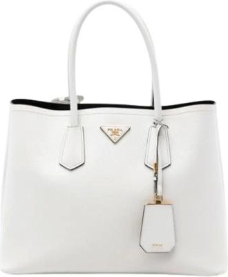 Prada Pre-owned Tote Bags, female, White, Size: ONE SIZE Pre-owned Saffiano Satchel