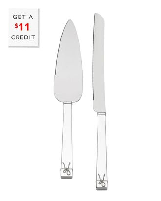 Wedgwood Vera Wang For Wedgwood Love Knots Cake Knife & Server Set With $11 Credit