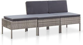 vidaXL Set Divani da Giardino 3 pz con Cuscini in Polyrattan Grigio - Vidaxl