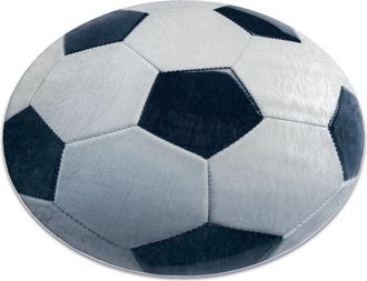 RugsX Alfombra Lavable Bambino 38540 Circulo - Futbol Para Ni&ntilde;os Antideslizante - Negro / Blanco White Circulo 160 Cm