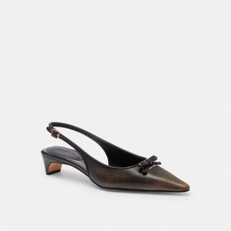 Coach Bow Slingback Heel In Loved Leather