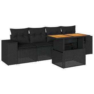 vidaXL Vidaxl - Set Divani Da Giardino 5 Pz Con Cuscini In Polyrattan Nero