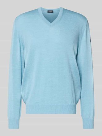 Maerz MAERZ Muenchen Strickpullover aus Schurwolle mit V-Ausschnitt in Hellblau, Größe 48