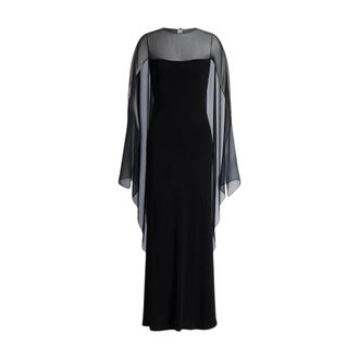 Alberta Ferretti Alberta Ferretti, Gowns, female, Black, Size: L Long dress with sheer chiffon sleeves