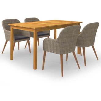 vidaXL Juego De Comedor Para Jard&iacute;n 5 Piezas Marr&oacute;n Vidaxl