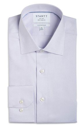 Stantt Contemporary Fit Wrinkle Resistant Cotton Dobby Dress Shirt in Lavender at Nordstrom, Size 17 - 34
