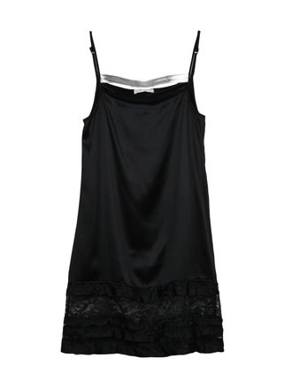 Niccol&ograve; Pasqualetti Black Lace Ruffled Silk Baby Doll Mini Dress