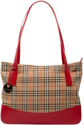 Burberry Pre-owned Tote Bags, female, Multicolor, Size: ONE SIZE Pre-owned Haymarket Check Tote