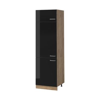 Vicco Armario Alto R-line, Negro Brillo Intenso/roble Dorado, 60 Cm, Vicco