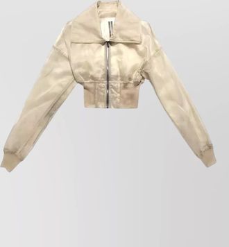 Rick Owens cropped bomber jacket sheer open collar