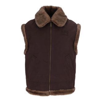 MC2 Saint Barth Gilet van imitatiebont met comfortabele kraag - Heren - Jassen - Bruin - Maat: S