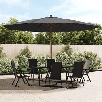 Berkfield Home Garden Parasol with Wooden Pole Anthracite 400x273 cm in Black