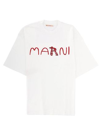 Marni Red Logo Whimsical R Cotton T-Shirt