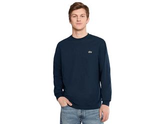 Lacoste Long Sleeved Cotton T-Shirt Mens T Shirt Navy Blue : 7 (2XL)