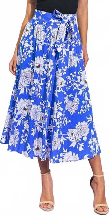 Flying Tomato Printed Poplin Midi Skirt In Royal