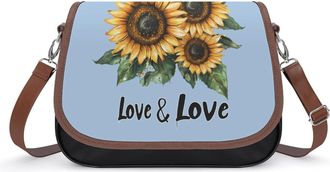 Generic Sunflower Letter Print Crossbody Bags for Women Shoulder Messenger Bag Purse Handbags