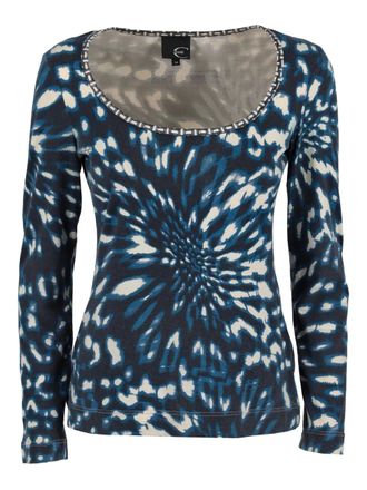 Just Cavalli Optical-print top - women - Cotton/Lycra - M - Blue