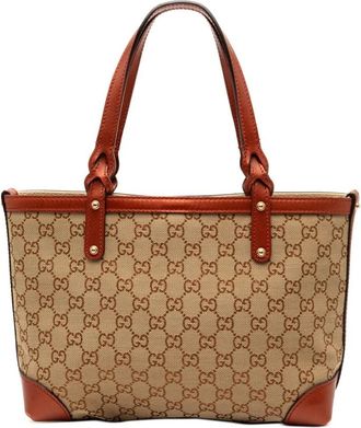 Gucci Pre-owned Handbags, female, Brown, Size: ONE SIZE Pre-owned Canvas Tote Bag