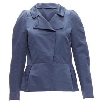 Marni satin structural puff shoulder peplum minimal cropped jacket