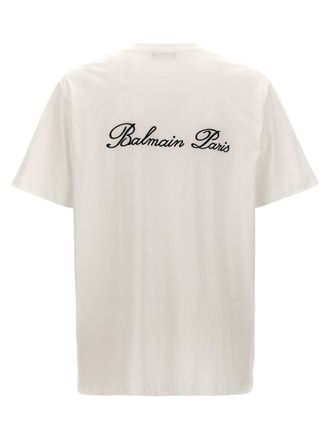 Balmain Logo-Embroidered T-Shirt - Cream