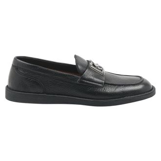 Dolce & Gabbana Loafers, male, Black, Size: 8 US Logo Plaque Loafers