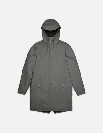 Rains Womens Rains Long Unisex Jacket - 13 Grey - Black - Size: 10/8