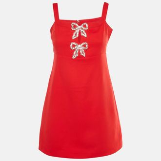 Self Portrait Red Crepe Bow Mini Dress