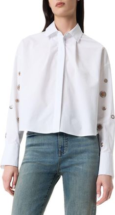 Robert Rodriguez Adara Grommet Long Sleeve Button-Up Shirt in Optic White at Nordstrom Rack, Size X-Small