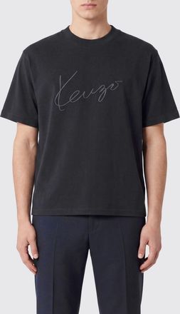 Kenzo T-shirt in pura lana con logo a contrasto e spalle scese