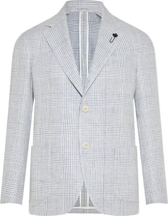 Lardini Blazer met ruit - Heren - Blazers - Blauw - 2XL - Katoen - Jassen