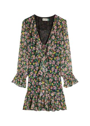 Rixo Rixo Shalyn Floral Chiffon Mini Dress - Black - 16 (UK 16 / XL)