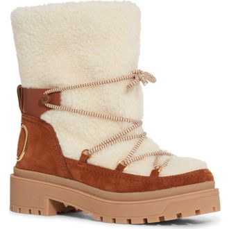 Valentino Garavani Trekkgirl Faux Shearling Trimmed Hiking Boot in Selleria at Nordstrom, Size 7.5Us