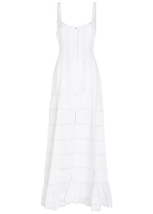 LoveShackFancy Loveshackfancy Calyx Pintuck Cotton Maxi Dress - White - 10 (UK14 / L)