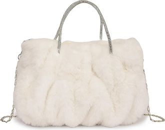 Generic Plush bag Plush Bag Women Cloud Shaped Velvet Handbag Exquisite Soft Sparking Chain Crossbody Design Tote Bags(White)