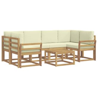 vidaXL Conjunto De Sof&aacute;s De Exterior Con Coj&iacute;n 7 Pcs Blanco Y Crema Vidaxl