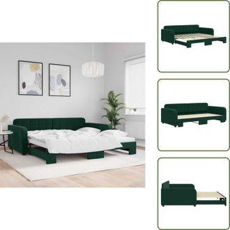 vidaXL The Living Store Divano Letto con Letto Estraibile Verde Scuro 100x200cm Velluto - Letto estraibile