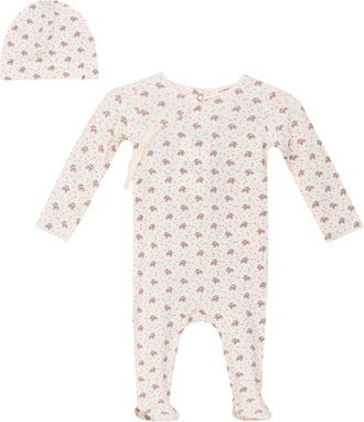 Fragile Fruit Print Wrap Romper Set with Hat in Mauve at Nordstrom, Size 3M