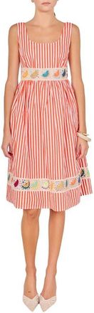 English Factory Stripe Crochet Trim Sleeveless Dress in Orange Multi at Nordstrom, Size X-Large