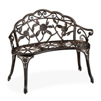 Relaxdays Relaxdays Banco Jard&iacute;n, 2 Plazas, Rosas, Terraza Y Balc&oacute;n, Aluminio Y Hierro Fundido, Asiento Retro, 78x99x52 Cm, Bronce
