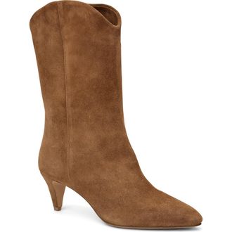 Bruno Magli Mandriana Kitten Heel Bootie in Cognac Suede at Nordstrom Rack, Size 10.5