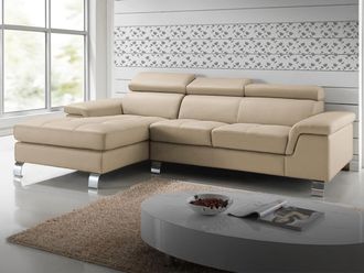 Vente-Unique Sofá rinconera de piel MISHIMA - Topo - Ángulo izquierdo