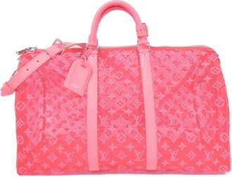 Louis Vuitton Pink Nylon Leather Boston Bag (Pre-Owned)