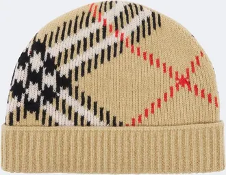Burberry Burberry Check cashmere-blend beanie