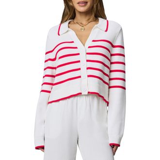 Splendid Nicolette Stripe Cardigan in White/Rouge at Nordstrom, Size X-Small