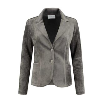 Hart by Helena Hart Jassen, Dames, Grijs, S, Helena Hart Blazerjas velvet kort 7324 grijs