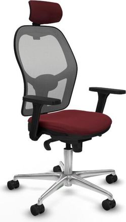 Piqueras y Crespo Piqueras Y Crespo - Jorquera Sincro Malla Gris Similpiel Granate Brazos 3d Base Aluminio Cabecero 2d Ruedas 65mm Nailon