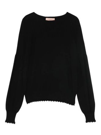 Twin-Set boat-neck sweater - women - Polyester/Viscose - M - Black