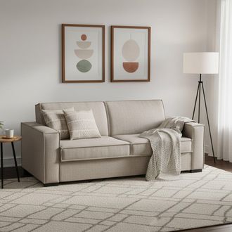 Dmora Sofa Cama Daabi, Gran Sof&aacute; De 2 Plazas, 100% Made In Italy, Sof&aacute; De Sal&oacute;n Con Apertura Giratoria, En Tela Acolchada, Con Reposabrazos Delgados, Cm 180