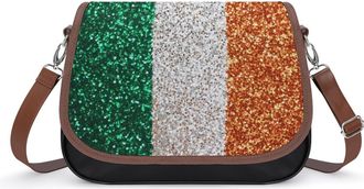Generic Glitter Pattern Ireland Flag Small Womens Crossbody Bags Shoulder Handbag with Adjustable Strap for Travel